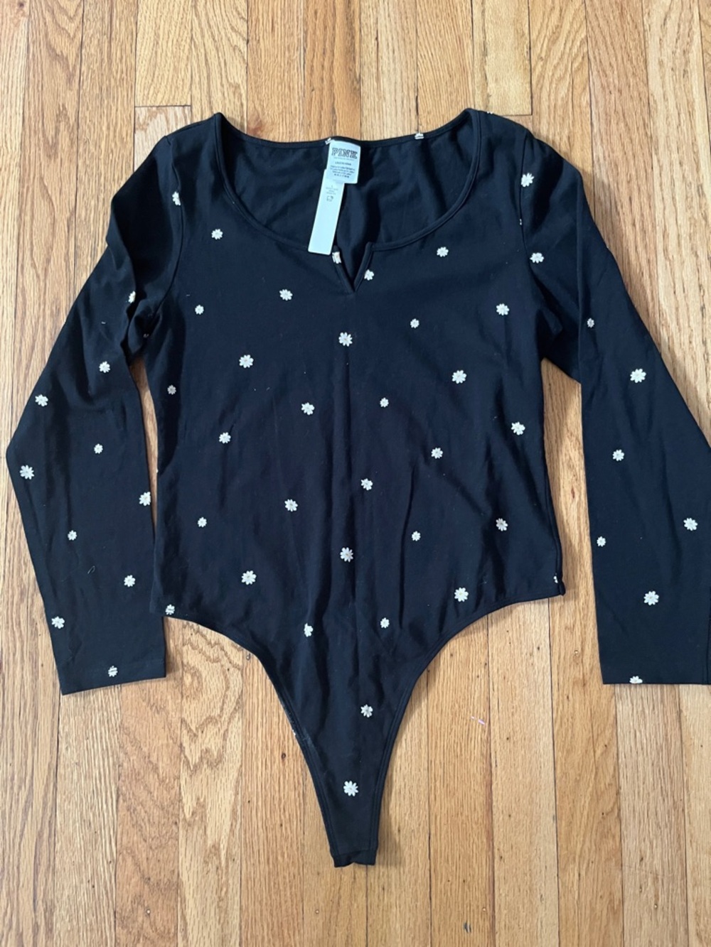 PINK by Victoria's Secret Black Daisy bodysuit